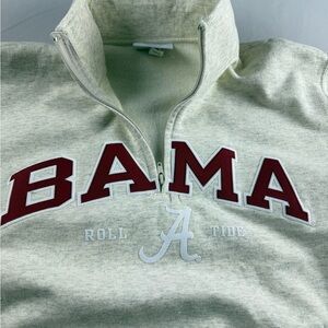 Champion Quarter-Zip Sweater Cream with Crimson 'BAMA'